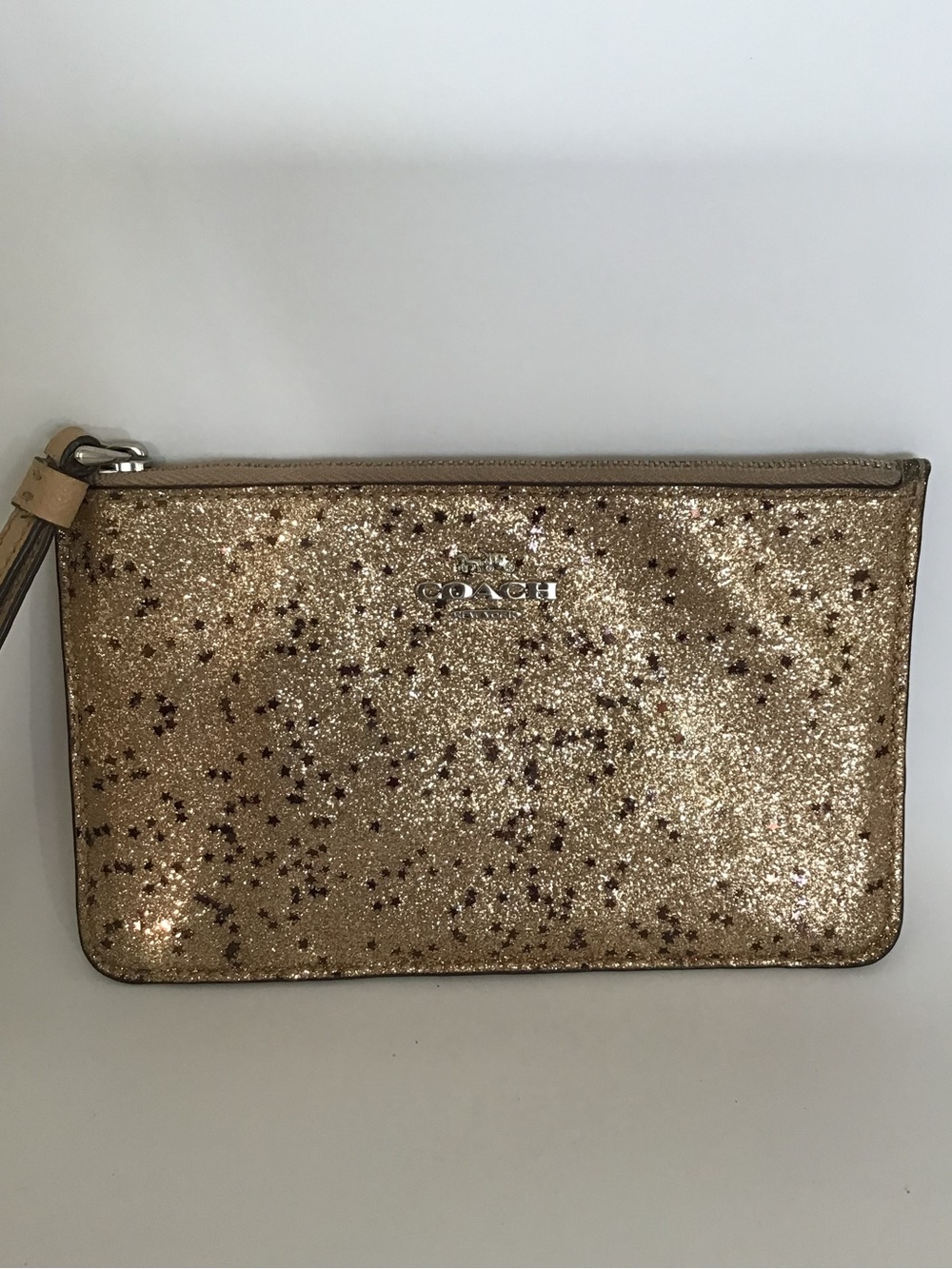 Coach F38641 Star Glitter Gold Metallic Leather Wristlet Wallet